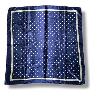 Navy Blue & Beige Polka Dots Scarf 35” X 35” Women Scarve Boho Scarve